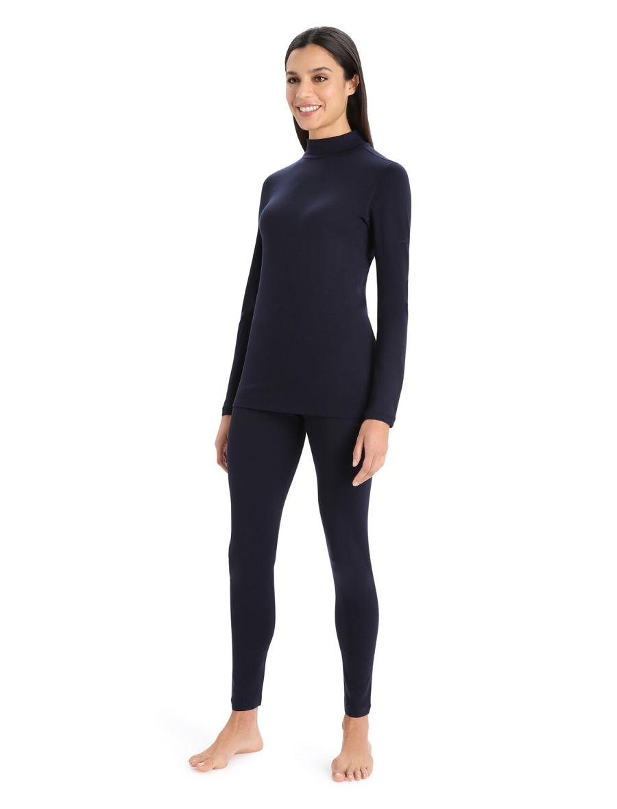 Midnight Navy Icebreaker Merino 260 Tech Long Sleeve Turtleneck Women's Base Layers | AU 1827RVDW